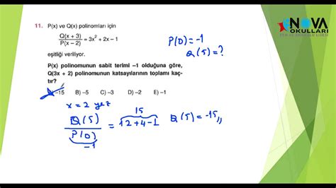 10 sınıf matematik polinomlar 100 soru ve çözümleri